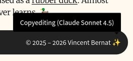Screenshot of the footer containing the "sparkles" emoji