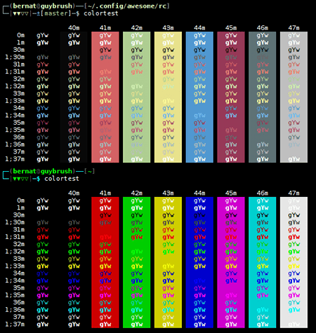 Comparison des palettes pour terminaux