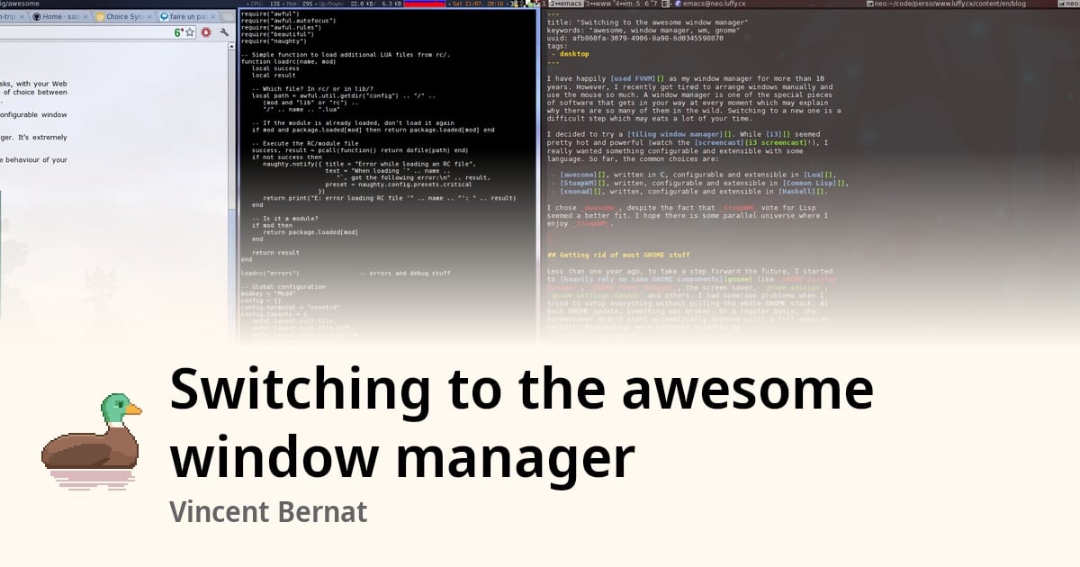 Wm Windows Switching to the awesome window manager