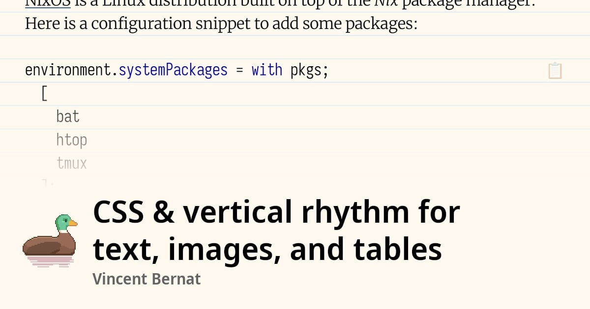 CSS & vertical rhythm for text, images, and tables