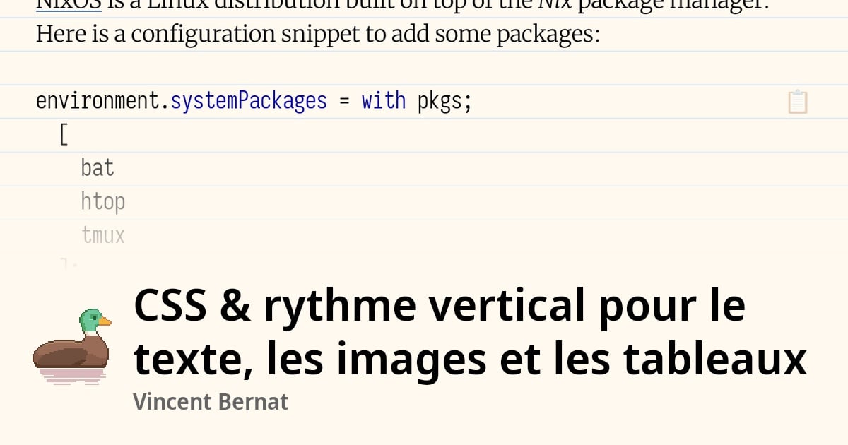 CSS & rythme vertical pour le texte, les images et les tableaux