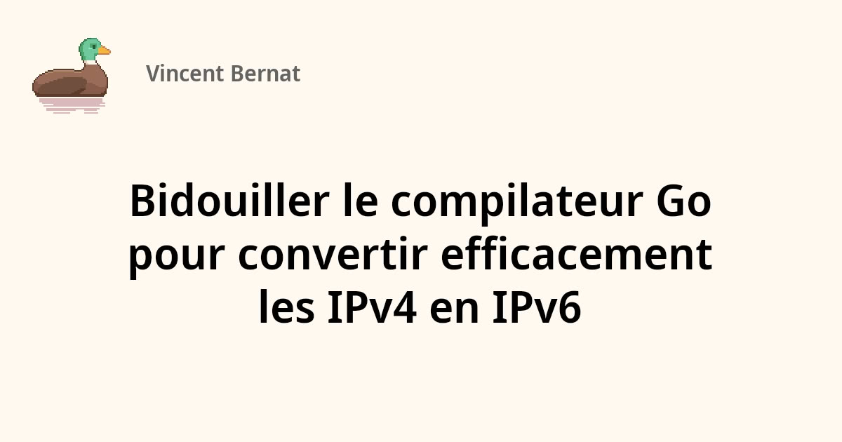 Bidouiller le compilateur Go pour convertir efficacement les IPv4 en IPv6