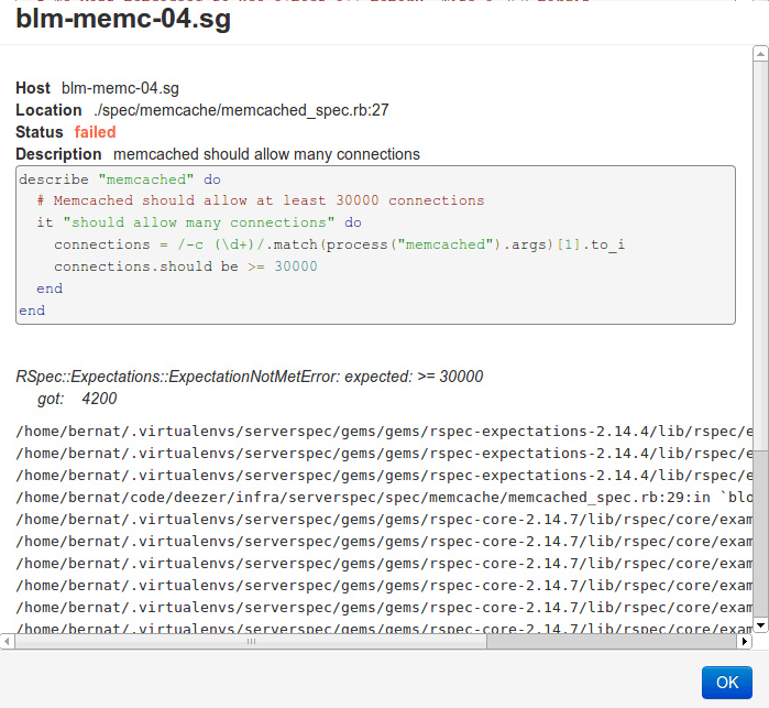 Report viewer showing detailed error